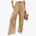 Voya Spring/Summer European And American Women's Clothing Solid Color Cotton-Linen Loose Flared Casual Beach Vacation_ecoleips.com