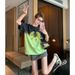 ng2510292 Summer American Retro Black Gradient Tie-dye Short-sleeve T-shirt For Women, High-end, Loose, Casual, Versatile,_ecoleips.com