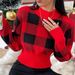 Christmas Knit Sweater Women's Long Sleeve Turtleneck - Fair Isle Jacquard Pattern Cozy Winter Pullover In Red & Black (S/M/L)_ecoleips.com