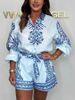 Women's Clothing Long Sleeved Shirt Shorts Lace Up Positioning Printing Casual Two Piece Suit Female_ecoleips.com