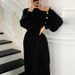 Elegant French-Inspired Long Knit Sweater Women's High Neck Tunic Coatigan Winter Layering Staple In Cashmere-Like Acrylic Blend (Khaki/Black/Beige)_ecoleips.com