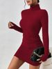 New Sexy Mini Dress Women Autumn Black Solid Turtleneck Long Sleeves Sheath Dress Club Elegant Bodycon Party Dresses Female M87W_ecoleips.com