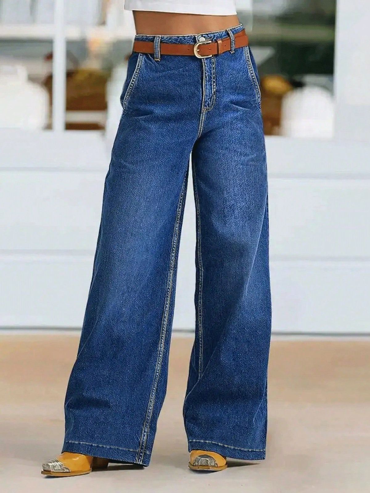 Women's Clothing Plus Size Denim Stretch Casual Pants Wide Leg Straight Leg Jeans American Style For Chubby Girls Cotton Summer_ecoleips.com
