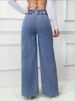 K Versatile Straight Tube Loose High Waisted Double Button Solid Color Women's Jeans_ecoleips.com