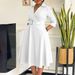 D3290 Plus Size Women's Fashion 2024 Autumn New Turn-down Collar Stylish Elegant Solid Color Large Hem Foreign Trade_ecoleips.com