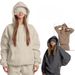 Cozy Hooded Sweatshirt With Built-in Sleep Mask | Long Sleeve Pullover For Men & Women | Warm & Comfortable Loungewear | Solid Color Casual Wear_ecoleips.com