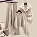 Women's Clothing Plus Size Autumn And Winter Suits Thickened Vest Versatile Knitted Sweater Wide Leg Pants Three Piece Suit_ecoleips.com