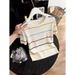 Women's Korean Style Sweet Preppy Top Apricot Round Neck Striped Short Sleeved Knitwear For Summer Wear Inner Layer Base Layer_ecoleips.com