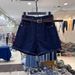 Women's High-Waisted Slimming Denim Shorts Dark Blue 2025 Summer Style Thin Loose Wide Leg A-Line Shorts_ecoleips.com