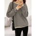 Pullover Sweater Women's Coat Spring And Autumn Thin Casual Striped Round Neck Loose Long Sleeve Large Size Women's Clot_ecoleips.com