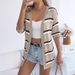 Real Shot Of 2026 Spring/summer Casual Striped Hollow-out Sleeveless Knit Cardigan For Vacation, Independent_ecoleips.com