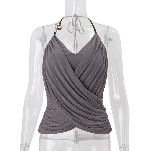 Aria Basics Aria Basics European And American Style Women's Clothing 2025 Autumn New Fashion Sexy Street Hot Girl Cross Halter Neck Tie-up Tank_ecoleips.com