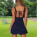 Women's Stylish Slim‑Fitting Dress European American Style Polka Dot Print V‑Neck With Back Tie‑Up Detail_ecoleips.com