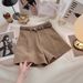 Women's High-Waisted A-Line Wide-Leg Casual Shorts Korean Style Retro Spring New 2026 New Style Simple Bottoms_ecoleips.com