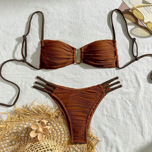 Women's Clothing Color Matching Sexy Lace Bikini Swimsuit Women's Three Point Beach Hot Spring Swimsuit_ecoleips.com