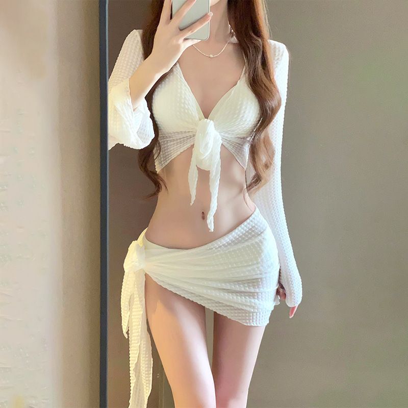 Verve Bikini For Women 2025 New Four-Piece Set High-End White Sexy Two-Piece Swimsuit Sanya Vacation Hot Spring_ecoleips.com