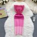 Women's Strapless Knitted Dress - Contrast Color Slim-fit Bodycon Dress For Summer - Light Mature Style & Hip Hugging Design_ecoleips.com
