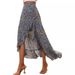 Women's Floral Print Side-Slit Midi Skirt – Flowy & Flirty Spring Wrap Skirt (M-Xxl, Black/Blue/Yellow)_ecoleips.com