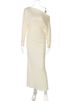 Mozision One Shoulder Backless Sexy Maxi Dress Women Autumn Fashion Long Sleeve Ruched Bodycon Club Long Dresses Elegant Dress_ecoleips.com