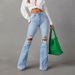 Women's Clothing Washed Hole High Waist Temperament Denim Wide Leg Pants _ecoleips.com