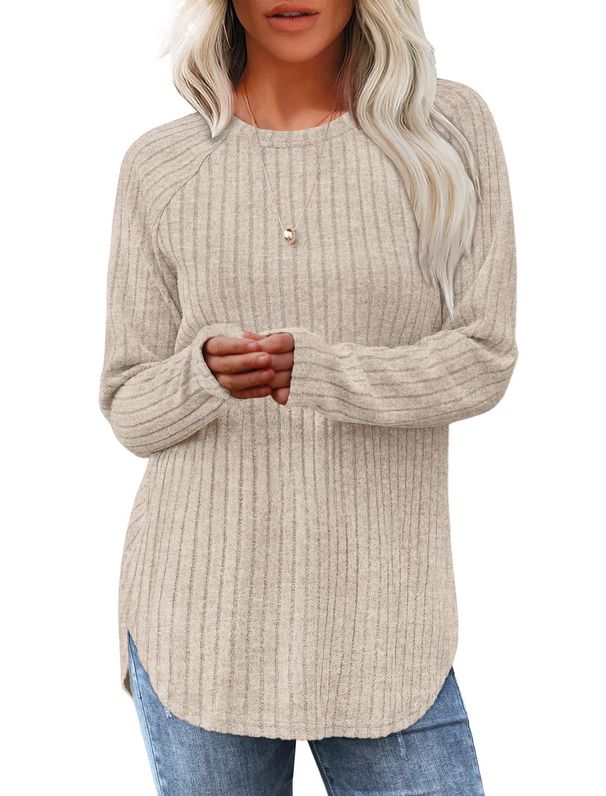 Women's Autumn Loose-Collared Top With High And Low Curved Hem_ecoleips.com