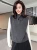 Aria Basics Slimming Figure-flattering Lapel Knit Vest For Women, Autumn And Winter Minimalist Style, Layered Warm Inner Wear, Wool_ecoleips.com
