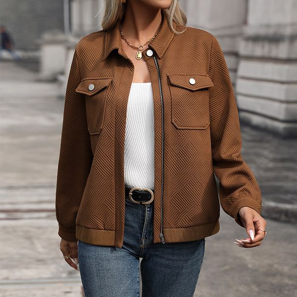 Women's Clothing lapel cardigan autumn new retro Maillard jacket coat_ecoleips.com