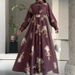 Women's Clothing Waist Slimming Autumn Floral Print Belted Midi Dress – Long Sleeve Tunic Dress With Collar (S-XL, Modest & Stylish For Women)_ecoleips.com