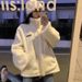 Women's Fleece-Lined Puffer Jacket With Stand Collar & Letter Print (White, S-2XL)_ecoleips.com