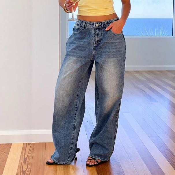 New Vintage Washed Heart Pocket 2026 Cross-border Wide-leg Jeans, Fashionable Loose-fitting Hot Girl Jeans For Women_ecoleips.com