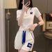 Warm Maple Casual Style Women's Sports Suit 2026 Summer New Korean Version Short Sleeve V-Neck Loose Fit_ecoleips.com
