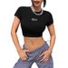 Women's Slim Fit Cropped T-Shirt Y2K Street Style Print Sexy Black Beauty Short Sleeve Casual Elegant Fashion Top for Summer_ecoleips.com