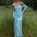Women's Clothing Summer Fashion Temperament One Shoulder Long Skirt Sexy Backless Pleated Slim Dress Female_ecoleips.com