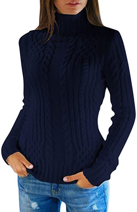 Elegant High Neck Slim Fit Sweater For Women - Soft Acrylic Blend Knitwear, Comfortable & Stylish Pullover Top_ecoleips.com