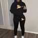 Women's Warm Hooded Zipper Print Sweatshirt with Cartoon Bear Design for Autumn/Winter Casual Street Dance Fashion Set with Sweatpants_ecoleips.com