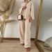 Women's Plus Size Fashion Wrap Shirt And High-Waisted Wide Leg Pants Autumn Suit Set Long Sleeved Elegant Outfit_ecoleips.com