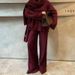 Women’s Clothing Fashion New Lazy Loose High End Knitted Sweater With Scarf Suit For Women_ecoleips.com