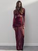 Mozision Mesh Ruched Sexy Maxi Dress For Women Fashion Zipper Patchwork See Through Long Sleeve Elegant Club Party Long Dress_ecoleips.com