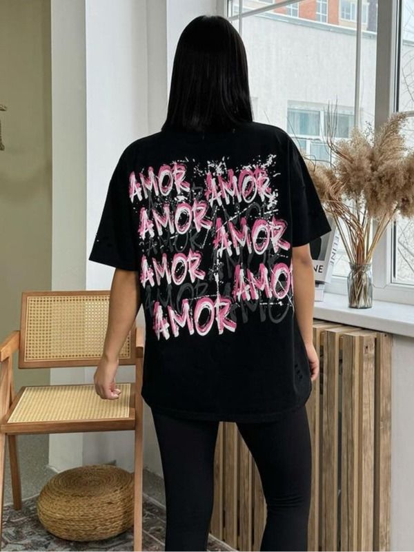 Women's Clothing Letter Print Cut Tops New Bottoming Inner Short-sleeved_ecoleips.com