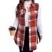 Verve Autumn Winter New Women's Fashion Plaid Sleeveless Turn-down Collar Side Pocket Shirt Vest_ecoleips.com
