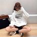 Women's Fleece-lined Hooded Sweatshirt, New Autumn And Winter Loose Fit, High-end Feel, Short-sleeved Jacket, Campus_ecoleips.com