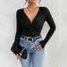 Voya Women's Lace Intellectual Style T-shirt For Spring And Summer 2026, V-neck Slim Fit And Slimming Design_ecoleips.com