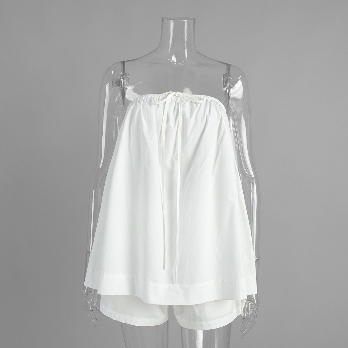 Strapless Ruffled Off Shoulder Top And Shorts Set Style Spring Summer New Two Piece Set_ecoleips.com