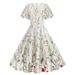 New 2025 Retro Embroidery Heavy Duty Mesh Dress round Neck Short Sleeve for Women European And American Style Cross Border_ecoleips.com