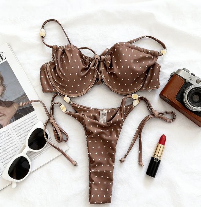 Women's Sexy Solid Color Bikini Cross-Over Two-Piece Swimsuit Relaxed Everyday Wear Comfortable Feshion_ecoleips.com