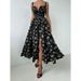 Summer Style Fresh And Sweet Halter Neck Dress for Women Low Cut High Waisted Tie Front Fruit Print 5 Colors Available_ecoleips.com