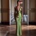 Women's Sexy Deep V Halter Ruched Lace Up Bodycon Maxi Dress – Elegant Party Evening Gown_ecoleips.com