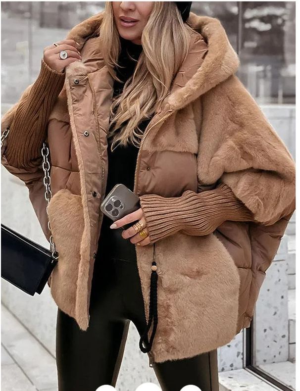 Oversized Quilted Jacket For Women – Lightweight Long Coat With Color Block Design (Black/ Beige/ Grey/ Dark Khaki, Sizes S-Xxxl)_ecoleips.com