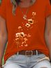 Purple Floral Branch Women's Tee - Delicate Watercolor Flower Graphic, Casual Light Purple Top_ecoleips.com