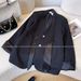Women's Elegant Black Suit Jacket High End Unique Patchwork Blazer New Spring 2026 Design Outerwear_ecoleips.com